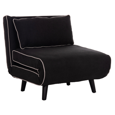 Fotelë krevat Braxton HM8425.03, 78x88x78 cm, pëlhurë, e zezë