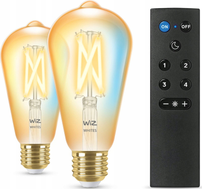Set llamba të zgjuara WiZ ST64 Edison, 7W E27, 2000K–5000K, xham transparent