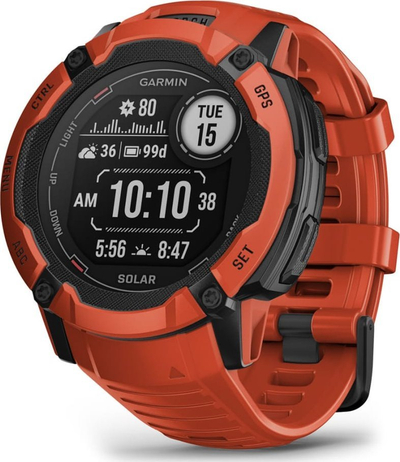 Ora sportive Garmin Instinct 2X Solar, 50mm, GPS, e kuqe