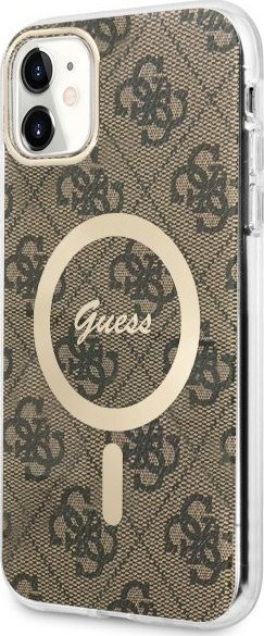 Mbulesë telefoni Guess GUHMN61H4STW për iPhone 11, hardcase 4G MagSafe, kafe