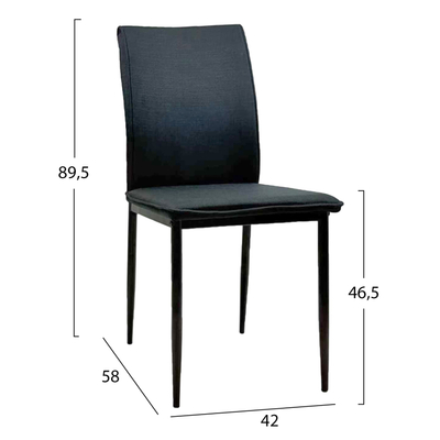 Karrige ngrënieje PERKY HM18347.02, tekstil, këmbë metali, e zezë