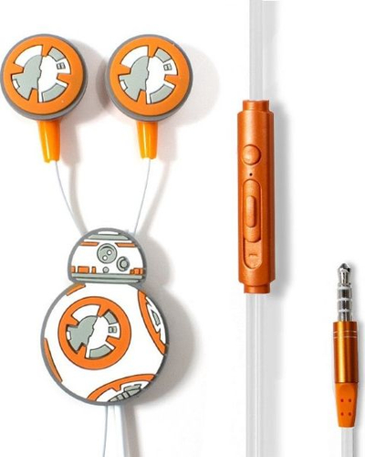 Kufje in-ear Star Wars BB-8 Head, me mikrofon, 3.5mm, portokalli-gri