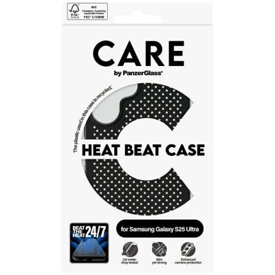 Mbulesë telefoni PanzerGlass Heat Beat Case për Samsung Galaxy S25 Ultra, shpërndarje nxehtësie, rezistente ndaj rënieve, e zezë