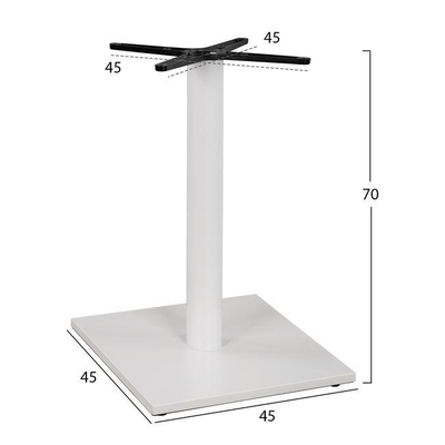 Bazë metalike 45x45x70cm me kryq 45x45cm dhe rregullues (HM438.02), bardhë