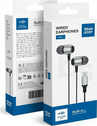 Жичани слушалки BlueStar M09C, Type C DAC, 1.2m, црни