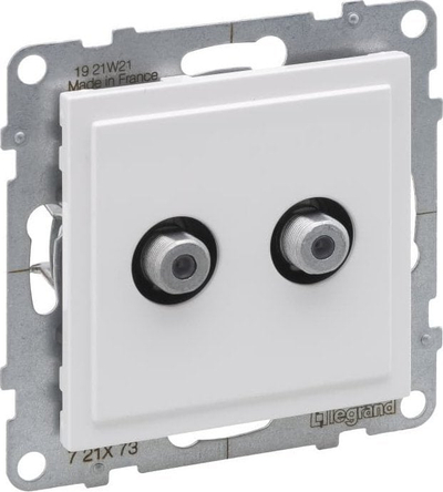 Prizë antene dyshe Legrand SUNO 721173, SAT tip F, 1.5 dB, e bardhë