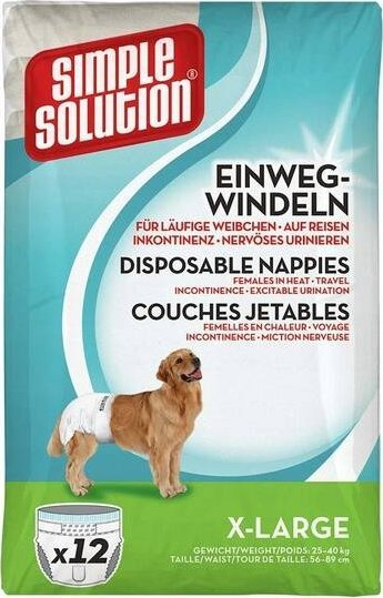 Pelena të hedhshme për qen Simple Solution X Large, 12 copë, blu