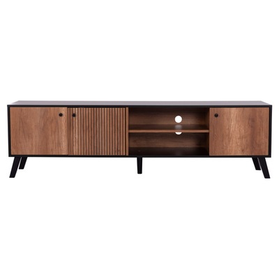 Komodinë TV HomeMarkt Kruden HM9447.11, 180x40x51cm, dru melamine, e zezë natyrale