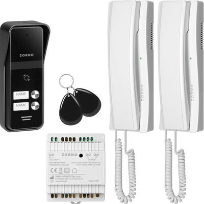 Set domofoni Orno ENIR, 2 familje, sistem 2 tela, me lexues RFID, i bardhë