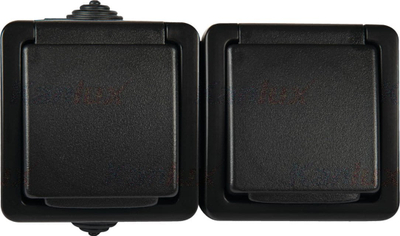 Prizë e dyfishtë murale Kanlux TEKNO 27356, IP54, 16A, gri