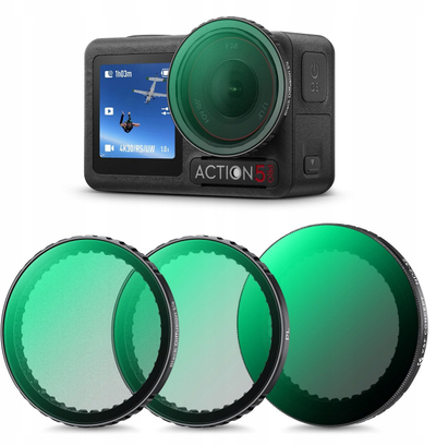 Set filtrash K&amp;F Concept 3 në 1 për DJI Osmo Action 3 4 5 Pro, PL ND2 32 Black Diffusion 1/4, i zi