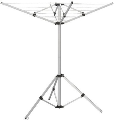 Tharëse rrobash portabël me tripod, metal, ngjyrë argjendtë