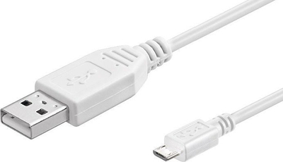Kabllo USB Wentronic Goobay 95143, USB 2.0, Micro USB në USB A, 1.8 m, e bardhë