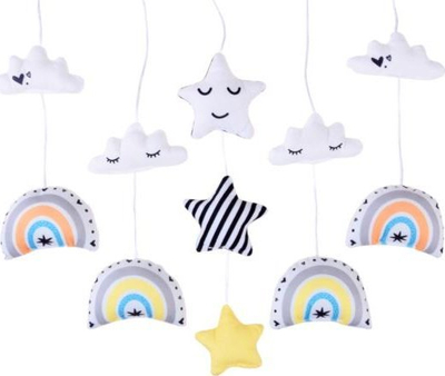 Karusel mekanik për bebe Rainbow ZA4319, me muzikë, varëse pelushi, shumëngjyrësh