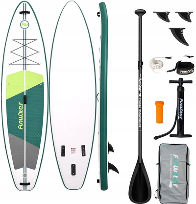 Dërrasë SUP FunWater SUPFW69A, e fryrë, me aksesorë, jeshile e bardhë