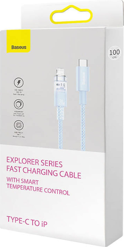 Kabllo kariku Baseus Explorer Series USB C në Lightning, 2m, 20W, blu