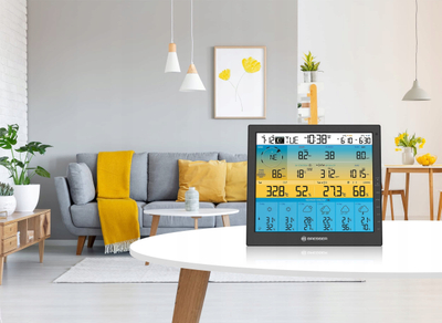 Stacion moti Bresser 4CAST PRO SF, sensor 7 në 1 me energji dielli, Wi‑Fi, i zi