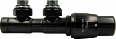 Zavor termostatik për radiator TWINS 50mm, set djathtas, black matte