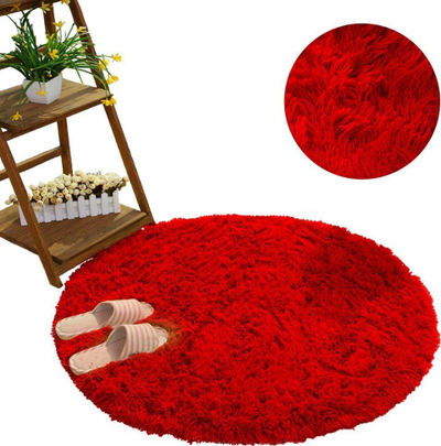 Tapet i rrumbullt Strado Round Shaggy Rug, 90x90 cm, Bloody Red, i kuq