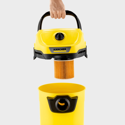 Fshesë me ujë dhe pluhur Karcher WD 3 V-17/4/35, 17L, aksesore për tuba dhe qoshe, e verdhë