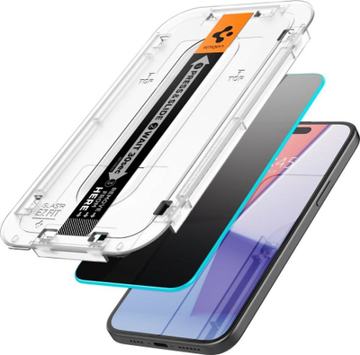 Xham mbrojtës Spigen Ez Fit, iPhone 15 Pro, privatësi, set 2 copë, transparent