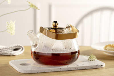 Çajnik LEONARDO Teapot TÈ per TE, 1.2L, dorezë metalike, transparent