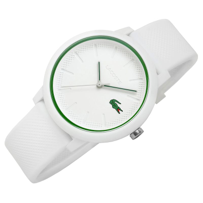 Ora dore Lacoste 12.12 Watch, 42mm, rezistente 50m, e bardhë