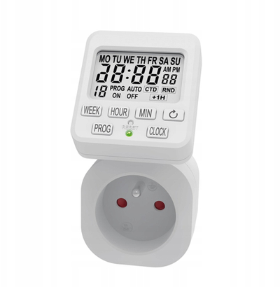 Prizë kohëmatës digjitale Solight DT, LCD, 230V 16A 3680W, e bardhë