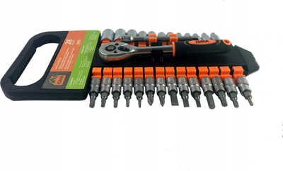 Сет алати Rockforce со тресачки клуч 1/4", 28 делови, металик