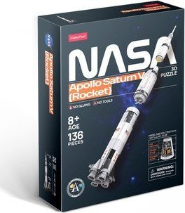 Puzzle 3D CubicFun NASA Apollo Saturn V, 136 pjesë, 81 cm, shumëngjyrësh