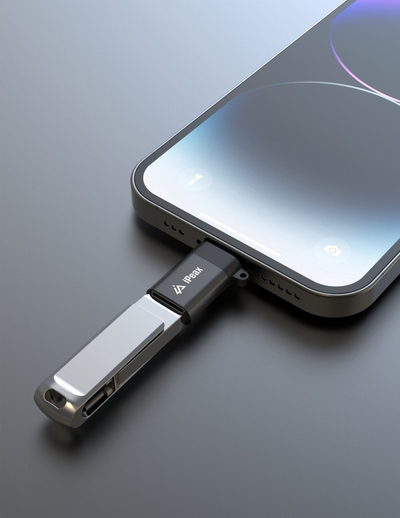 Aksesorë për karikues iPEAX OTG ADAPTER LIGHTNING, USB-A (femer), i zi