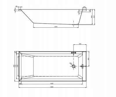 Правоаголна када Cersanit Balinea 180x80, акрилна, бела