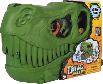 Set lodrash Dino Valley 542029, 45 pjesë, kuti për me i mbajt në formë koke dinosauri, jeshile