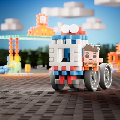 Set ndërtimi Marioinex Mini Waffle City Fuel Station, 148 pjesë, multicolor