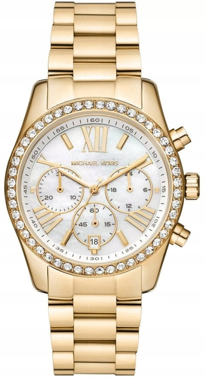 Рачен часовник Michael Kors Lexington Lux Chronograph, 38mm, инокс, златна боја