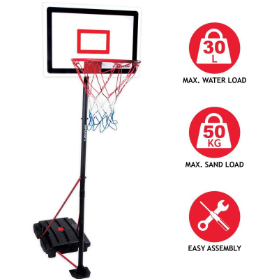 Set basketbolli Dunlop Adjustable 3in1, lartësi 1.65 - 2.05 m, i zi me të kuqe