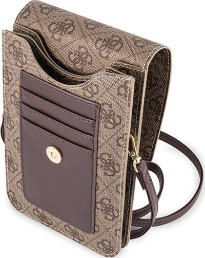 Çantë telefoni Guess 4G Uptown Wallet Phone Bag, lëkurë eko, kafe