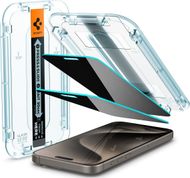 Mbrojtës ekrani Spigen Glass tR EZ Fit Privacy, 2 copë, për iPhone 15 Pro Max, transparent