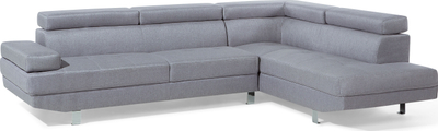 Kënd divan NORREA Fabric, 5 vende, chaise majtas, gri e çelët