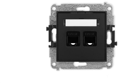 Prizë kompjuteri dyshe Karlik Icon, 2 x RJ45, Cat 5e, e zezë mat