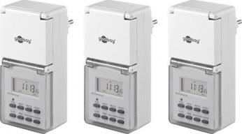 Set timer digjital Goobay IP44, 3 copë, i bardhë