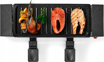 Grill raclette Gourmet Compact, për 2 veta, 400W, veshje jo ngjitëse, i zi