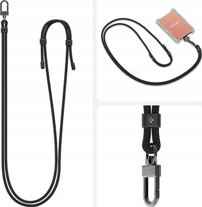 Ремен за телефон Spigen Crossbody Strap, универзален, прилагодлив, црн