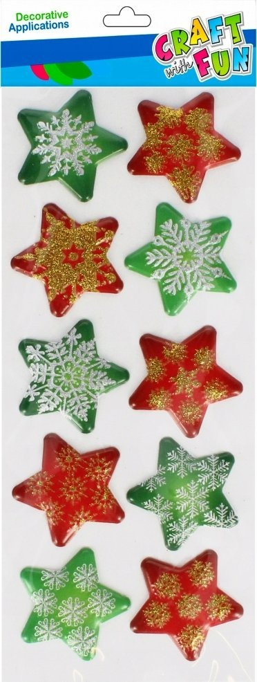 Ngjitëse dekor për Krishtlindje Craft with Fun Christmas Stickers Stars, me yje shumëngjyrëshe, motive festive Krishtlindjesh