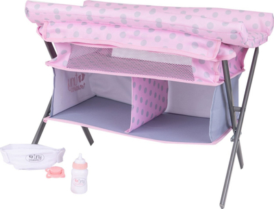 Set lodrash Tiny Treasures Folding Changing Table Cot, tavolinë ndërrimi dhe krevat për kukulla, palosës