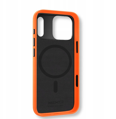 Këllëf telefoni YAXO Leather Gear Slim Case për iPhone 17 Pro, MagSafe, lëkurë eco, portokalli