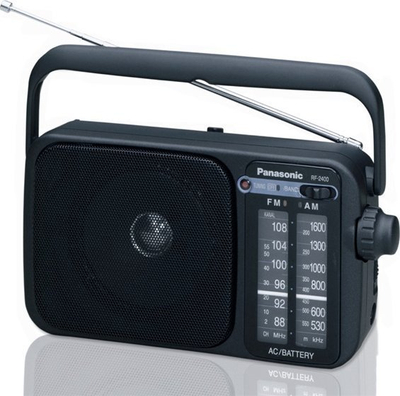 Radio portabël Panasonic RF-2400DEE-K, AM/FM, me antenë teleskopike, e zezë