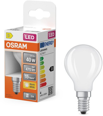 Llampë LED Osram 3.4W E14, dritë e ngrohtë, mini ball
