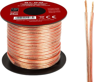 Kabull audio për altoparlantë Blow, 2x1 mm², 25 m, i zi