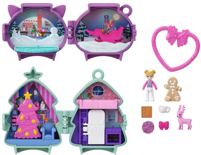 Set lodrash Mattel Polly Pocket Holiday Connects Bundle Compact 2 Pack, koleksionues, shumëngjyrësh